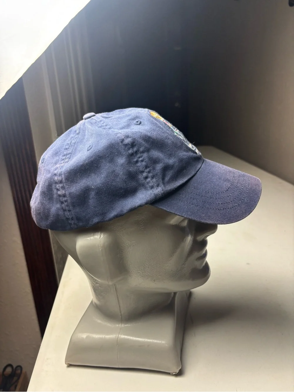 Polo Ralph Lauren Navy Blue Polo Bear Cotton Twill Hat Leather Strap Adjustable
